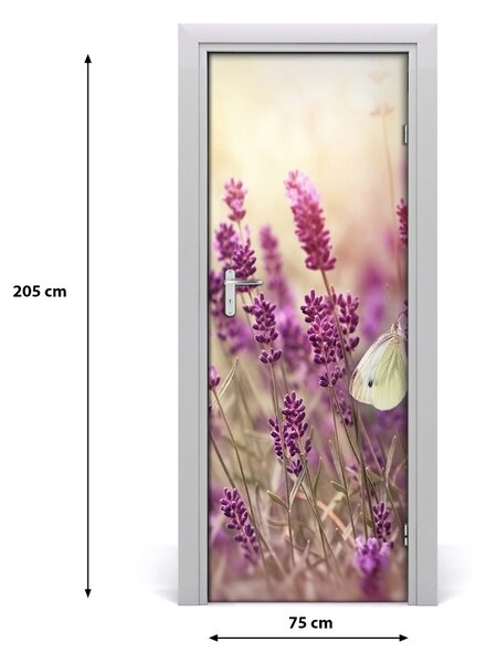 Adesivo per porta interna Fiori di lavanda 75x205 cm