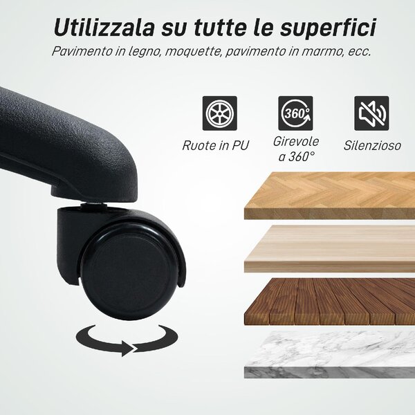 Icon Space Sedia da Ufficio con Ruote e Braccioli in Tessuto Mesh colore Nero