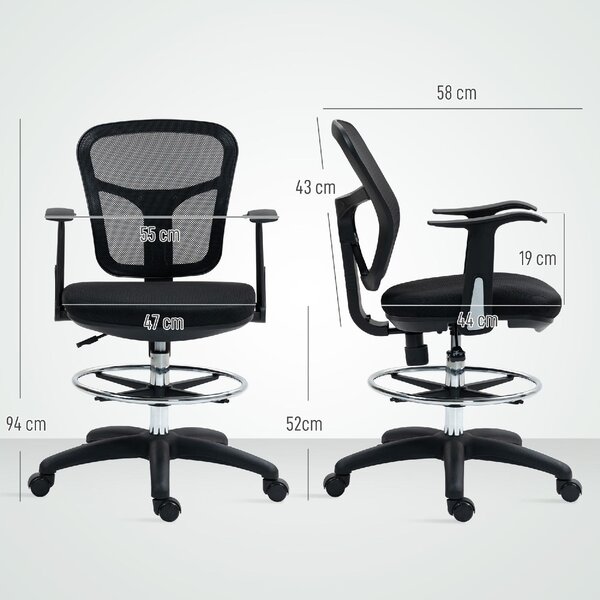 Icon Space Sedia da Ufficio con Ruote e Braccioli in Tessuto Mesh colore Nero