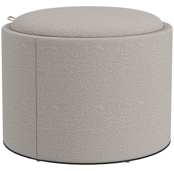 HOMCOM Sgabello Pouf imbottito, rivestito in Lino, con coperchio reversibile, 56cm x 56 cm x 42 cm, Grigio chiaro | Aosom Italy