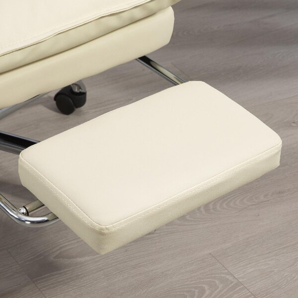 Icon Space Sedia da Ufficio con Ruote e Braccioli Reclinabile con Poggiapiedi e Poggiatesta in Ecopelle colore Beige