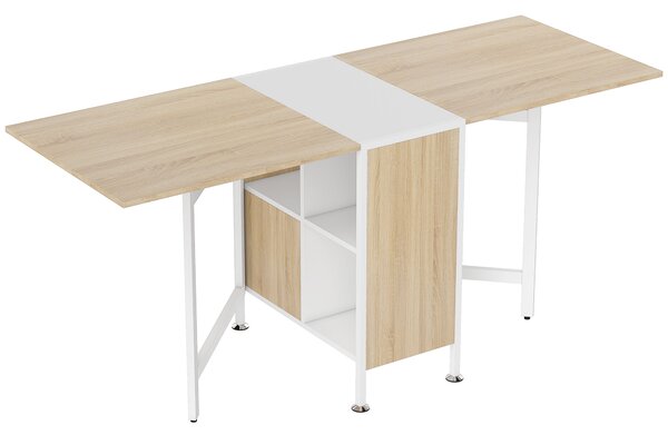 HOMCOM Tavolo Pieghevole, Scrivania a Scomparsa Rovere  bianco 169 × 62 × 75cm