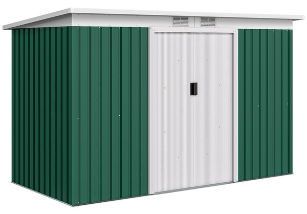 Outsunny Casetta da Giardino Porta Utensili in Lamiera di Acciaio con Porte Scorrevoli, 280x130x172cm, Verde Scuro|Aosom