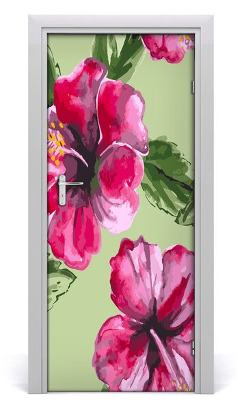 Adesivo per porta Fiori hawaiani 75x205 cm