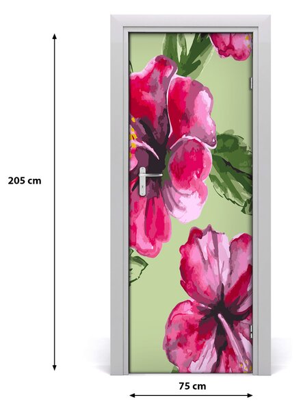 Adesivo per porta Fiori hawaiani 75x205 cm