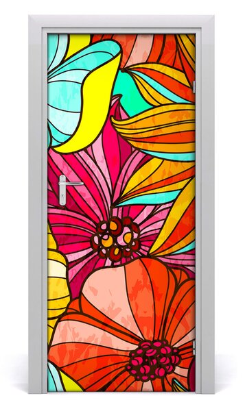 Adesivo per porta Fiori colorati 75x205 cm
