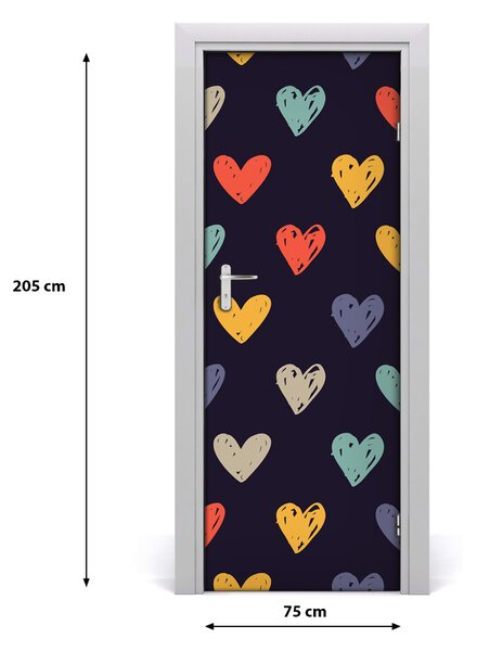 Poster adesivo per porta Cuori colorati 75x205 cm