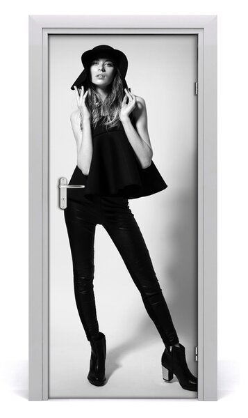 Sticker porta Una donna in nero 75x205 cm