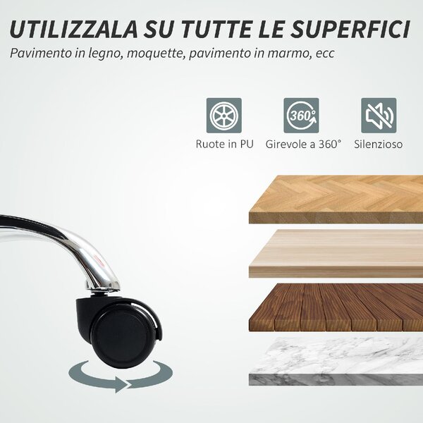 Icon Space Sedia da Ufficio con Ruote e Braccioli Reclinabile con Poggiapiedi e Poggiatesta in Ecopelle colore Nero