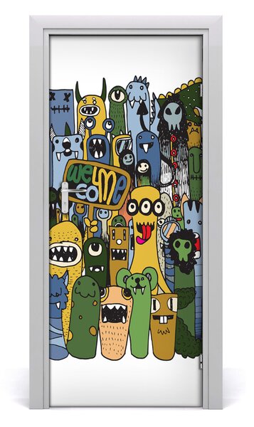 Adesivo per porta Mostri pazzi 75x205 cm