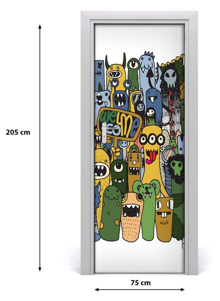 Adesivo per porta Mostri pazzi 75x205 cm