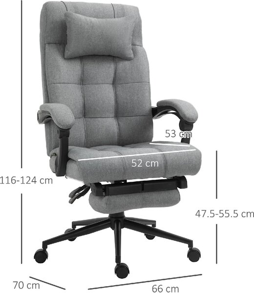 Icon Space Sedia da Ufficio con Ruote e Braccioli Reclinabile con Poggiapiedi e Poggiatesta in Tessuto colore Grigio