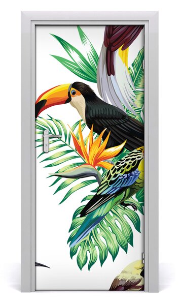 Adesivo per porta Uccelli tropicali 75x205 cm
