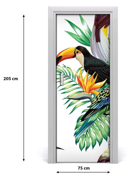 Adesivo per porta Uccelli tropicali 75x205 cm