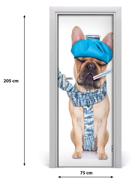 Poster adesivo per porta Cane malato 75x205 cm