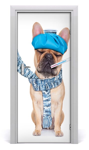 Poster adesivo per porta Cane malato 75x205 cm