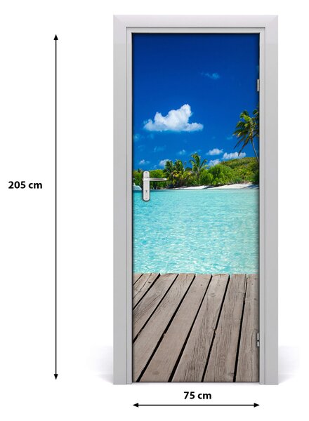 Adesivo per porta Spiaggia tropicale 75x205 cm