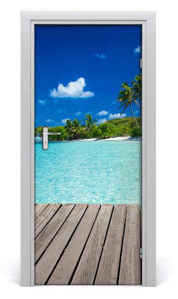 Adesivo per porta Spiaggia tropicale 75x205 cm