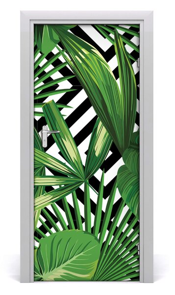 Poster adesivo per porta Foglie tropicali 75x205 cm