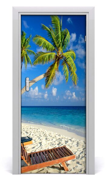 Adesivo per porta Spiaggia tropicale 75x205 cm