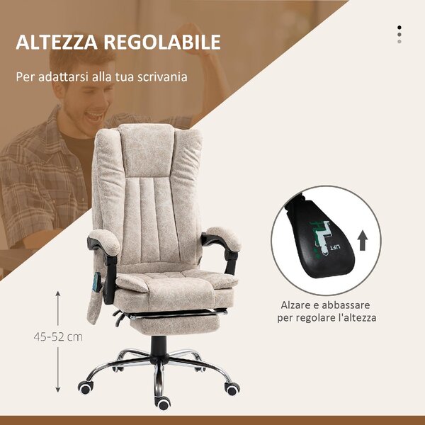 Icon Space Sedia da Ufficio con Ruote e Braccioli Reclinabile con Poggiapiedi e Poggiatesta Schienale Massaggiante e Riscaldante in Tessuto colore 