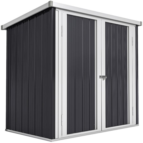 Outsunny Casetta da Giardino con Doppia Porta, Capanno Porta Attrezzi in Lamiera di Acciaio, 147x86x134cm, Nero e Bianco | Aosom Italy