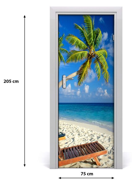 Adesivo per porta Spiaggia tropicale 75x205 cm
