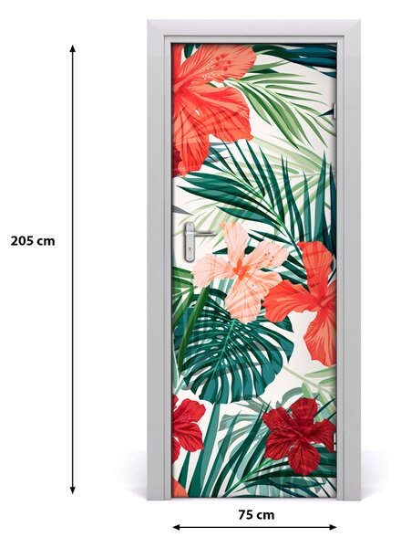 Adesivo per porta interna Fiori hawaiani 75x205 cm
