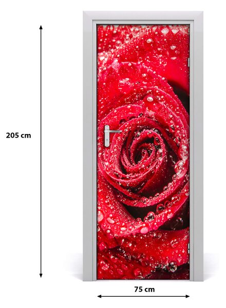 Adesivo per porta rosa rossa 75x205 cm