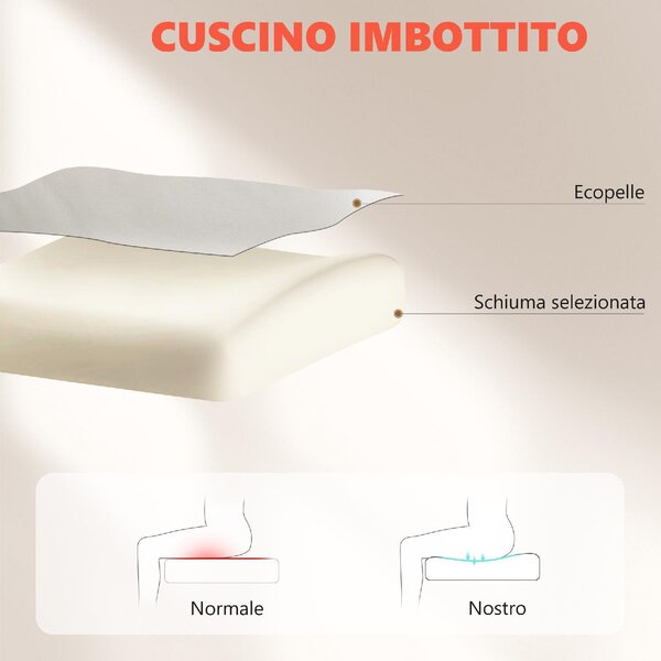 Icon Space Sedia da Ufficio con Ruote e Braccioli Reclinabile con Poggiapiedi e Poggiatesta Schienale Massaggiante in Ecopelle colore Grigio Chiaro