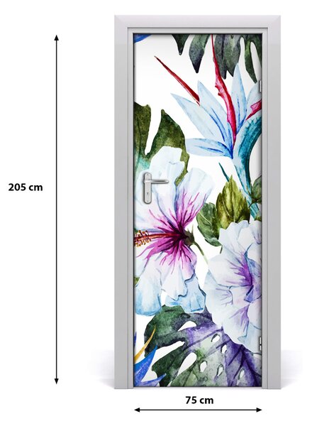 Adesivo per porta Fiori hawaiani 75x205 cm