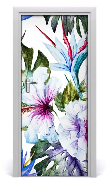 Adesivo per porta Fiori hawaiani 75x205 cm