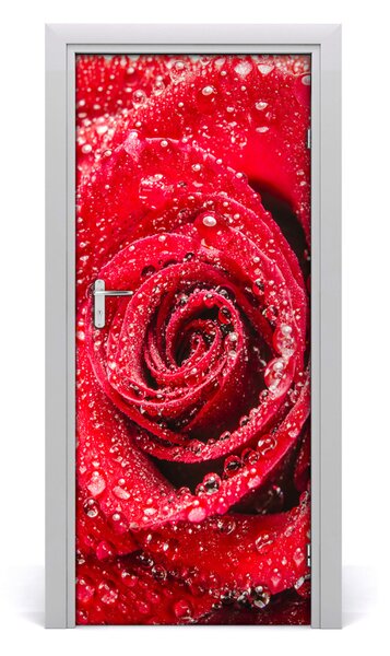 Adesivo per porta rosa rossa 75x205 cm