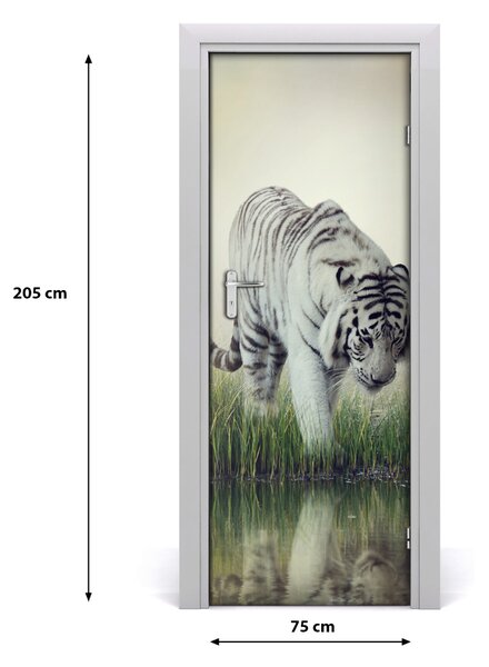 Adesivo per porta tigre bianca 75x205 cm