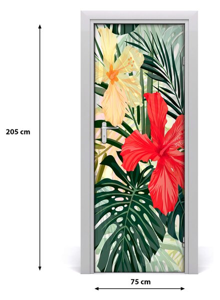 Adesivo per porta Fiori hawaiani 75x205 cm