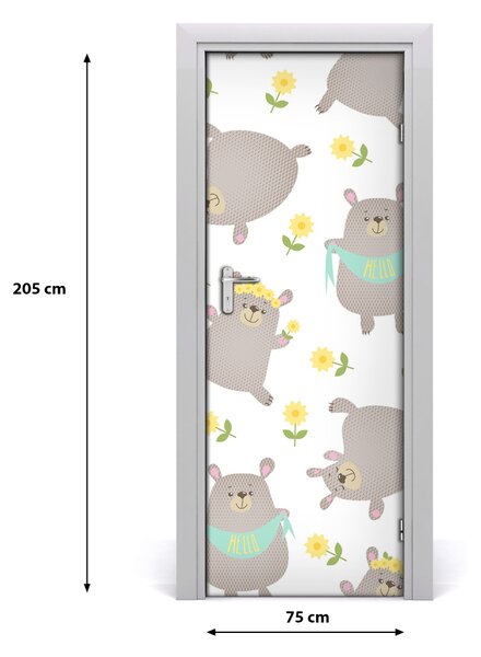 Adesivo per porta interna Orsi 75x205 cm
