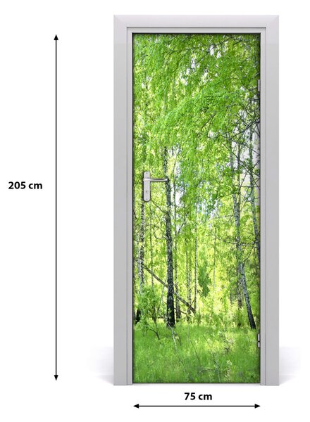 Adesivo per porta Foresta di betulla 75x205 cm
