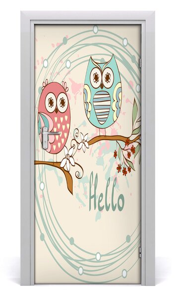 Poster adesivo per porta Gufi 75x205 cm