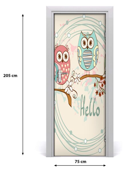 Poster adesivo per porta Gufi 75x205 cm