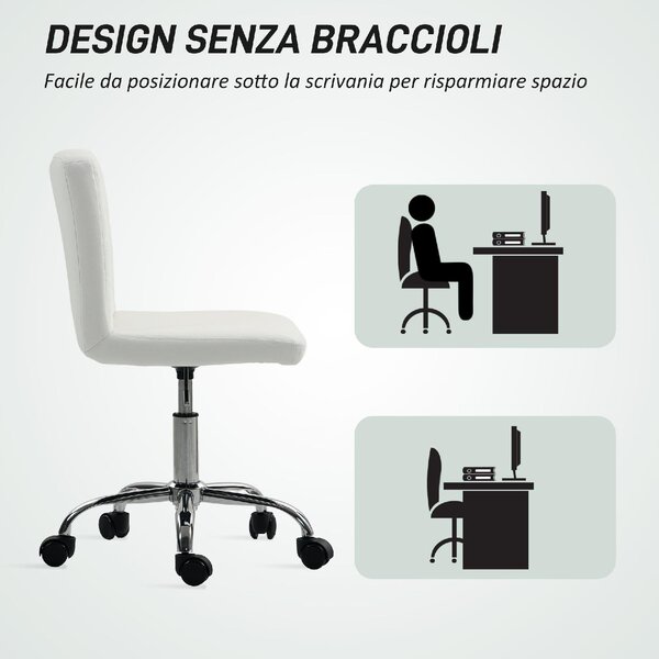 Icon Space Sedia da Ufficio con Ruote in Ecopelle colore Bianco
