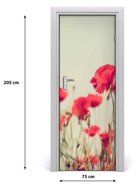 Adesivo per porta Poppies da campo 75x205 cm