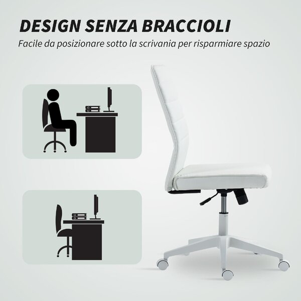 Icon Space Sedia da Ufficio con Ruote in Ecopelle colore Bianco