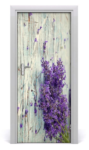 Adesivo per porta Lavanda sul legno 75x205 cm