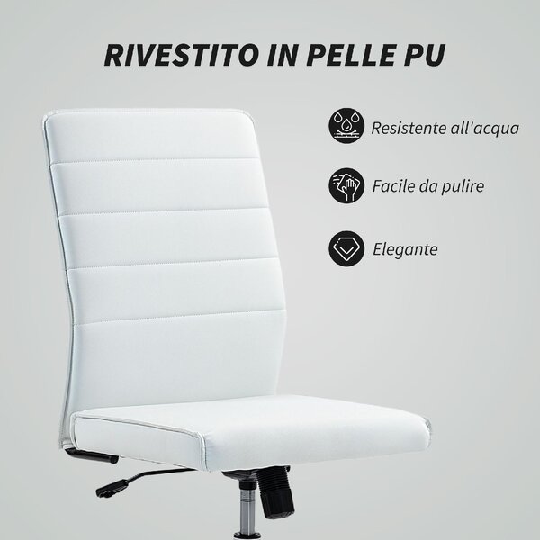 Icon Space Sedia da Ufficio con Ruote in Ecopelle colore Bianco