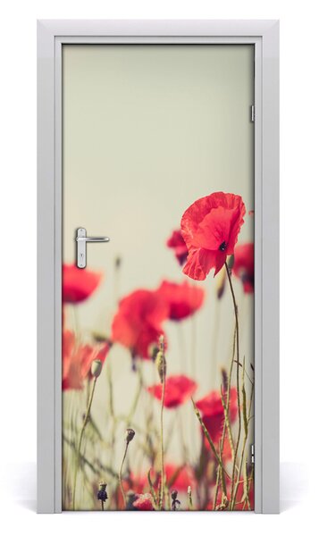 Adesivo per porta Poppies da campo 75x205 cm