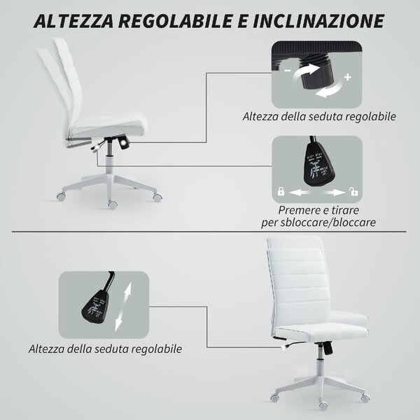 Icon Space Sedia da Ufficio con Ruote in Ecopelle colore Bianco