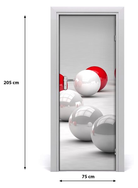 Adesivo per porta Palline rosse e bianche 75x205 cm