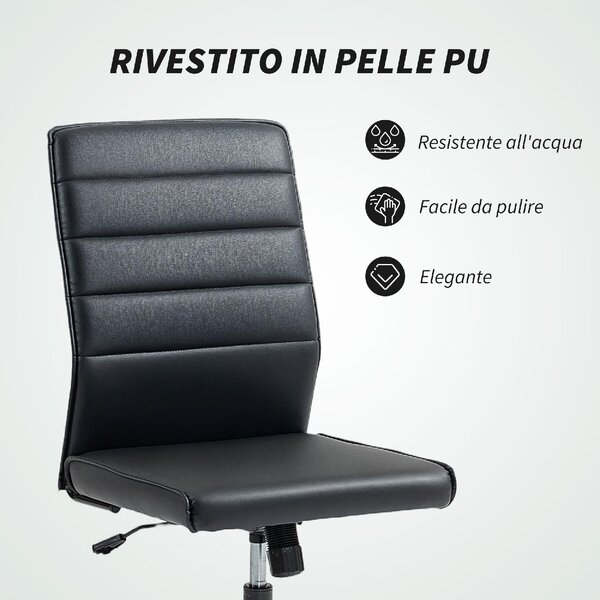 Icon Space Sedia da Ufficio con Ruote in Ecopelle colore Nero