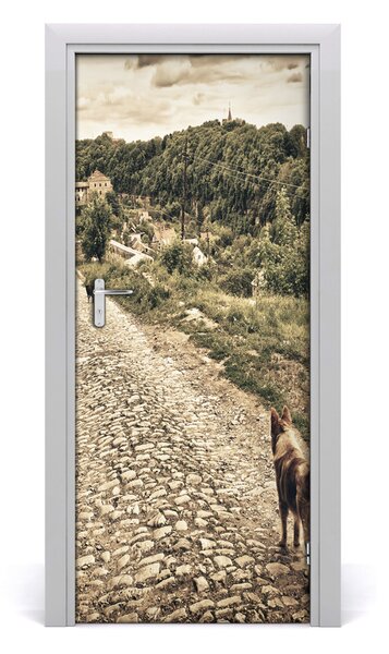 Adesivo per porta Due cani della collina 75x205 cm