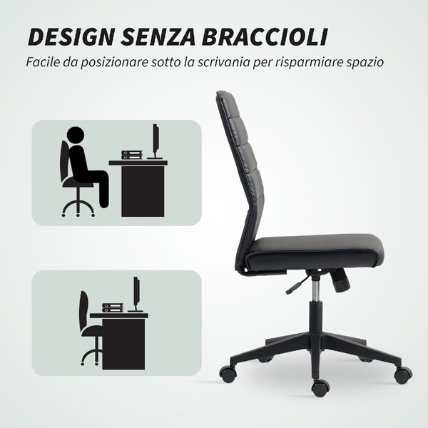 Icon Space Sedia da Ufficio con Ruote in Ecopelle colore Nero